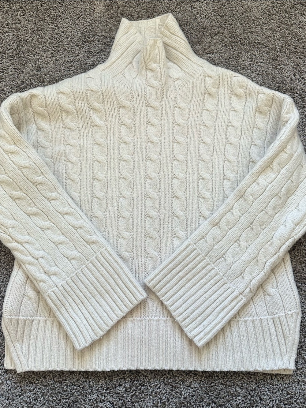 Abercrombie & Fitch Cream Cable-Knit Turtleneck Sweater